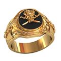 кольцо с пиратским черепом в красном золоте