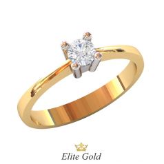 классическое кольцо для помолвки в красном золоте с белым кастом