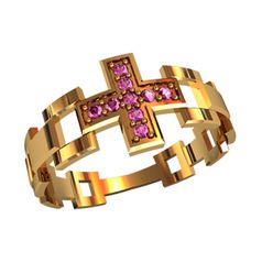 охранное кольцо с камнями в виде креста