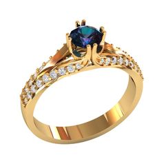 кольцо Bluebell с центральным камнем синего цвета
