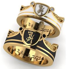 обручальные кольца корона с эмалью и гербом
