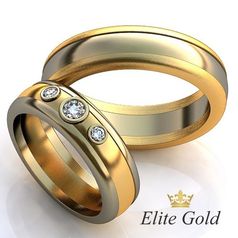авторские обручальные кольца в 2 цветах золота классические