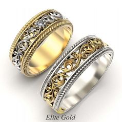 ажурные кольца в комбинированном золоте