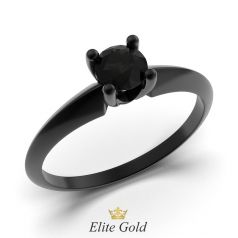 кольцо Zahara с черным родиевым покрытием и черным камнем