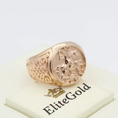Designer embossed men's ring "George the Victorious"