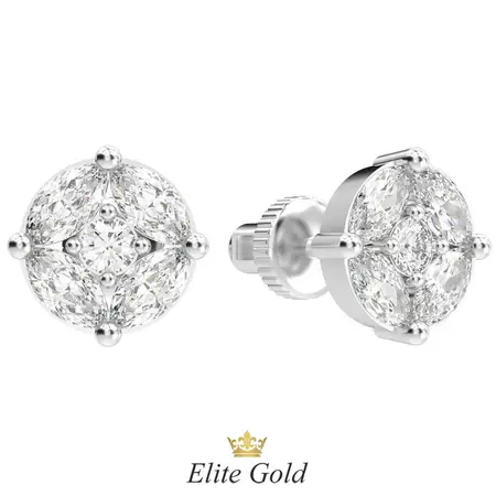 серьги Marquesa с белыми камнями в белом золоте
