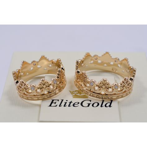 кольца обручальные корона с камнями