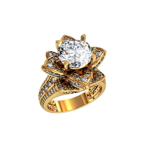 кольцо-цветок в красном золоте с белыми камнями