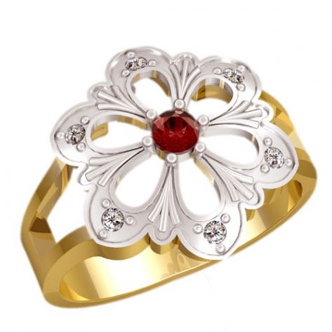 женское кольцо в виде цветочка