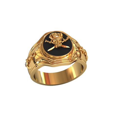 кольцо с пиратским черепом в красном золоте