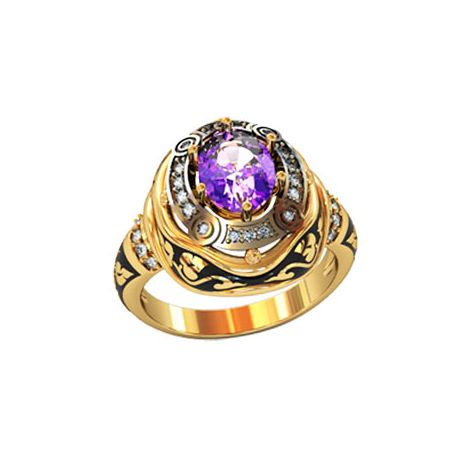 авторский перстень Desert Sands с фиолетовым камнем