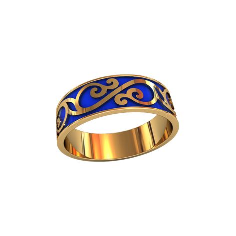 кольцо в красном золоте с синей эмалью