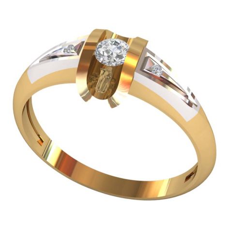 кольцо с тремя камнями по центру и боковыми