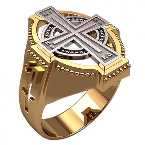 христианское кольцо с крестом без камней
