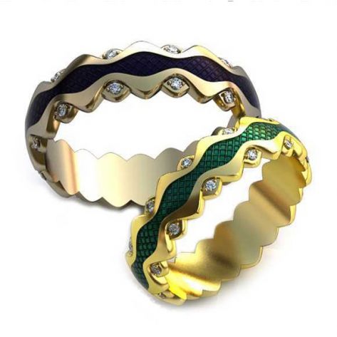 Авторские обручальные кольца Suzy с эмалью