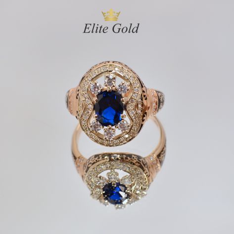 перстень в стиле бохо с камнем и эмалью