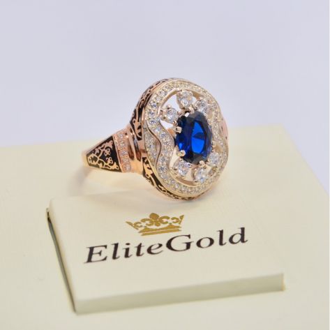 перстень в стиле бохо с камнем и эмалью