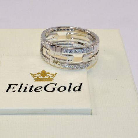 кольцо bvlgari parentesi с камнями в белом золоте