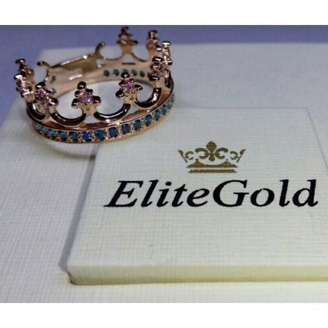 кольцо корона с камнями в коронках и по ободку