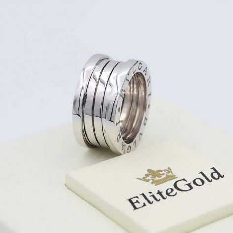 кольцо булгари реплика в белом золоте 4 спирали без камней живое фото