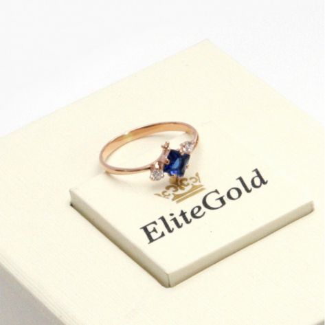 недорогое колечко для помолвки с камнями из красного золота