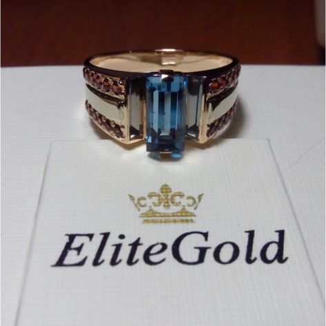 мужское кольцо с камнем лондон топаз формы багет