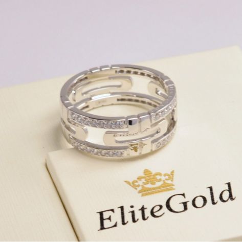 кольцо bvlgari parentesi с камнями в белом золоте