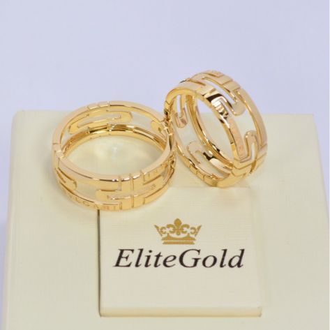 кольцо bvlgari parentesi без камней в лимонном золоте пара