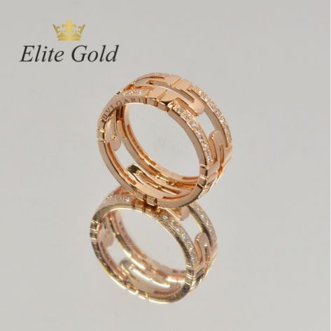 кольцо bvlgari parentesi с камнями в красном золоте EliteGold