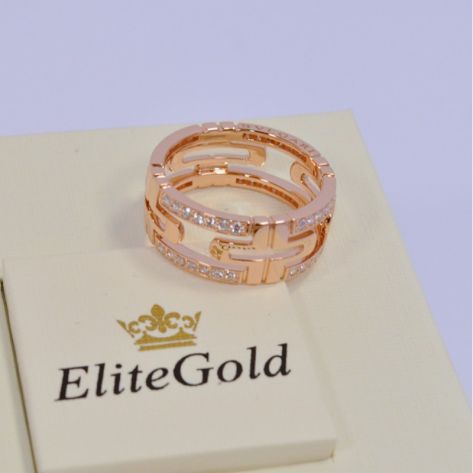 кольцо bvlgari parentesi с камнями в красном золоте