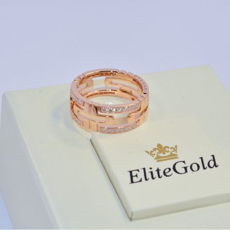 кольцо bvlgari parentesi с камнями в красном золоте