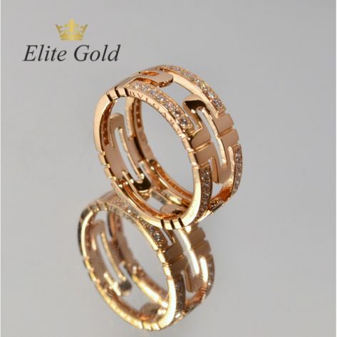 кольцо bvlgari parentesi с камнями в красном золоте