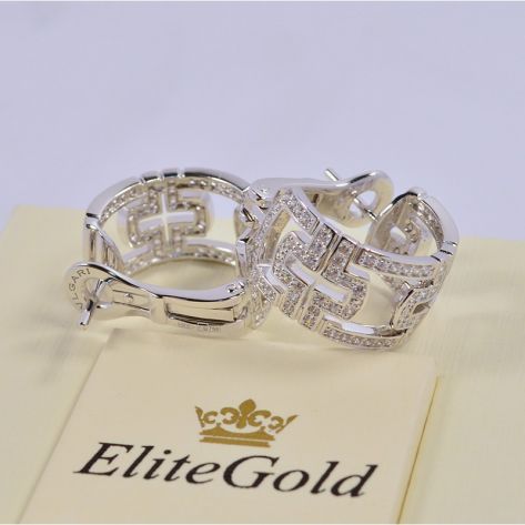 серьги в стиле bvlgari parentesi с камнями в белом золоте
