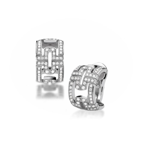 серьги в стиле bvlgari parentesi с камнями в белом золоте