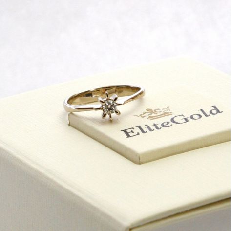 кольцо для помолвки солитер в белом золоте