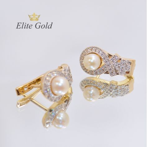 серьги с жемчугом бантики и камнями