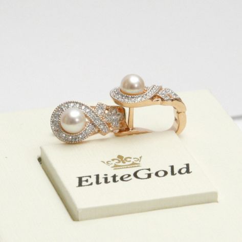 серьги с жемчугом бантики и камнями