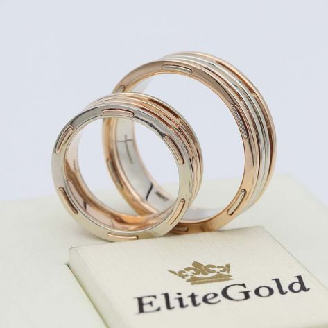 обручальные кольца авторские в красном и белом золоте