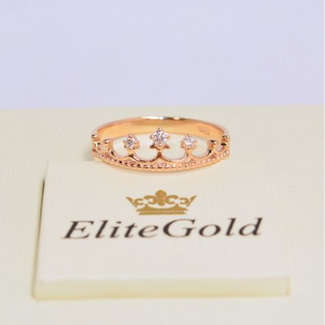 недорогое кольцо корона в красном золоте