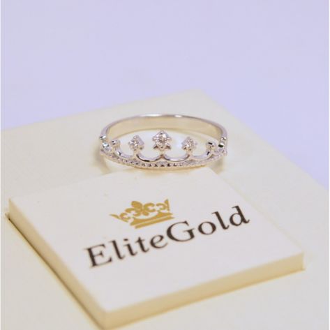 недорогое кольцо корона в белом золоте
