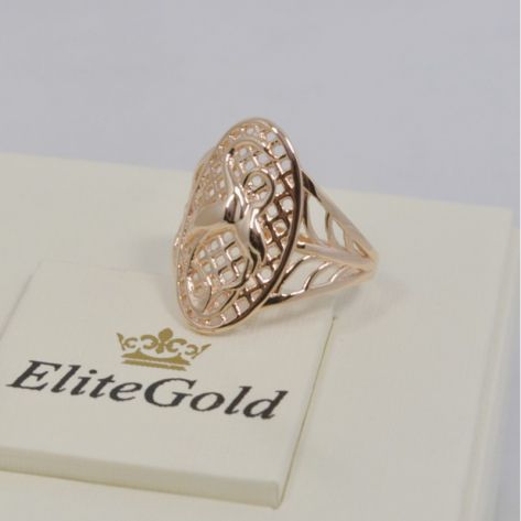 женское кольцо с аистами в красном золоте