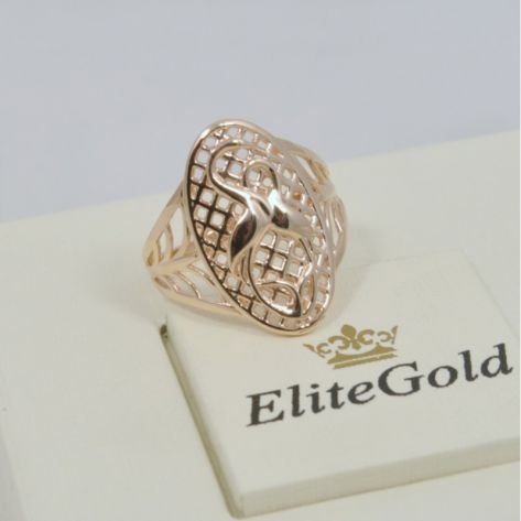 женское кольцо с аистами в красном золоте