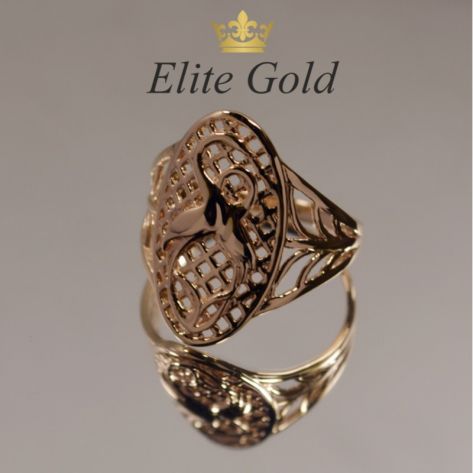 женское кольцо с аистами в красном золоте