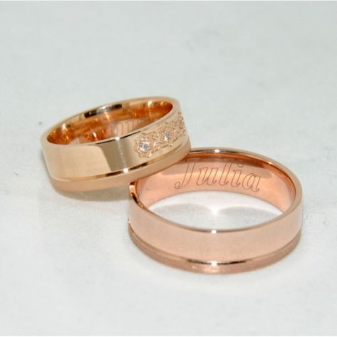 матовые обручальные кольца с каймой