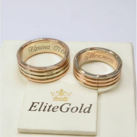 обручальные кольца авторские в красном и белом золоте