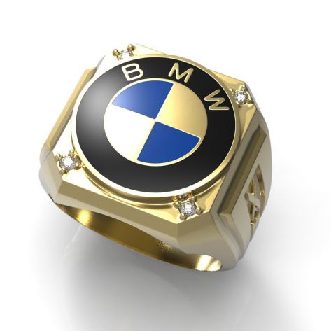 кольцо bmw x5 с эмалью и камнями