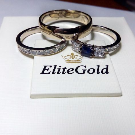 сет из колец для невесты в белом золоте с сапфиром