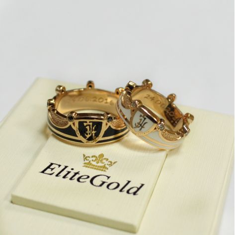 обручальные кольца корона с эмалью и гербом