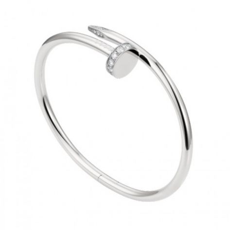 Жесткий браслет Картье гвоздь с камнями в белом золоте