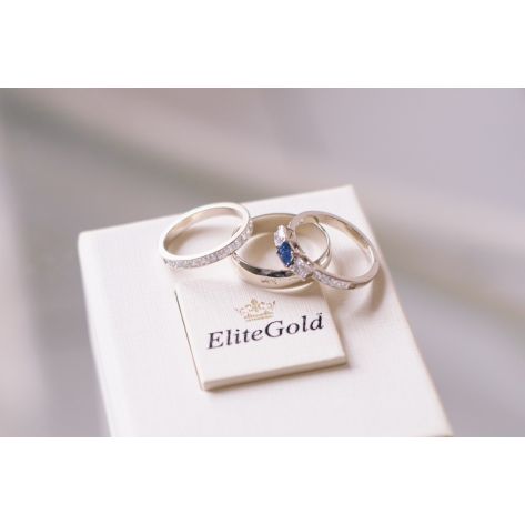 сет из колец для невесты в белом золоте с сапфиром